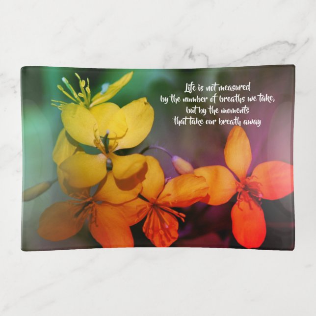 Life Inspirational Quote Flowers Abstract   Trinket Tray (Front)