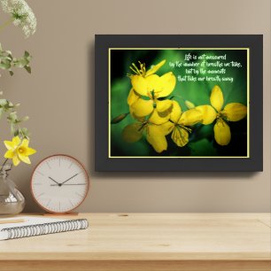 Life Inspirational Quote Flowers Framed  Art