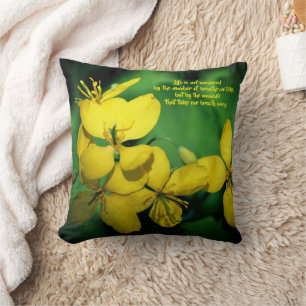Life Inspirational Quote Flowers Throw Pillow