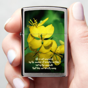 Life Inspirational Quote Geranium Flowers Zippo Lighter