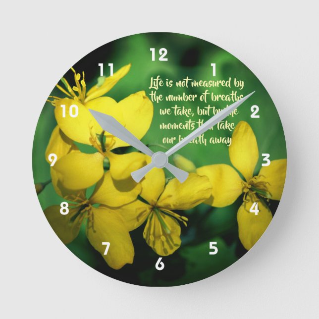 Life Inspirational Quote Wildflowers Round Clock (Front)