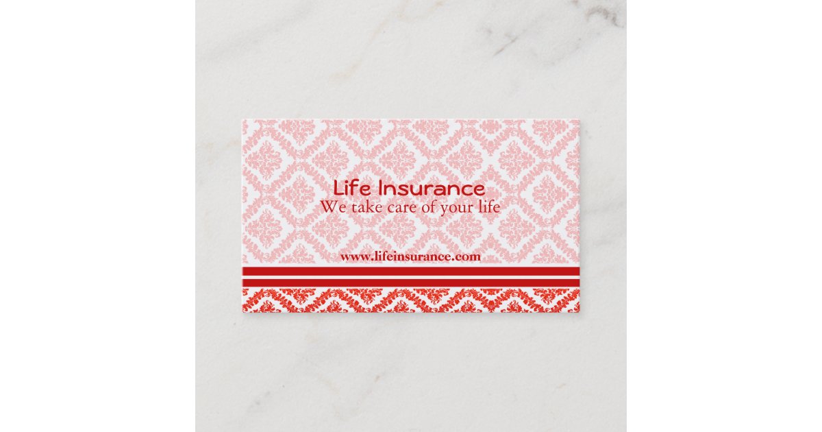 Life Insurance Red and White Business Cards | Zazzle