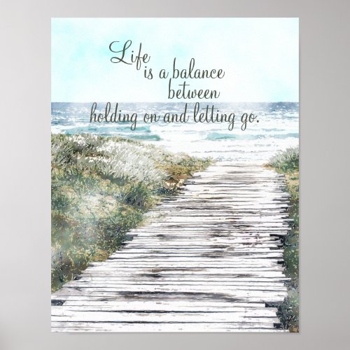 Life is a Balance Inspirational Beach Scene Poster