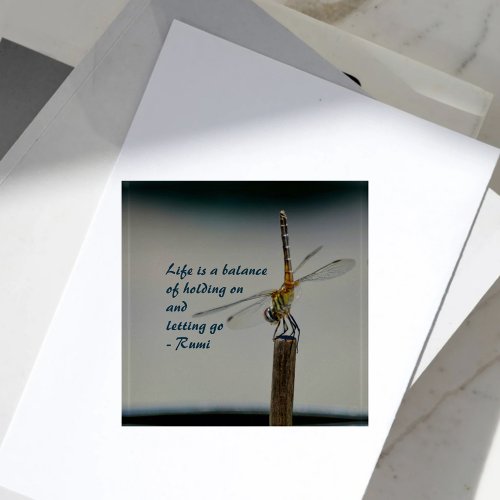Life is a Balance quote Dragonfly Glass Paperweight