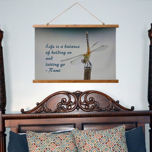 Life is a Balance quote Dragonfly Photographic Hanging Tapestry