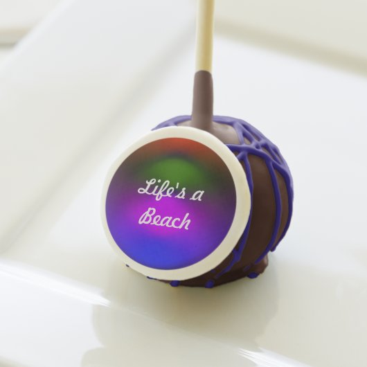 Life is a Beach Neon Colors Blue Green Orange Cake Pops (Front Insitu)