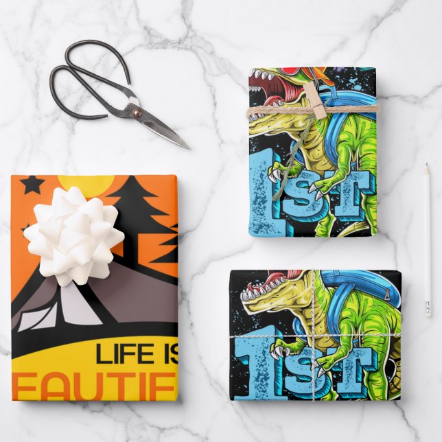 Life is A Beautiful Adventure Camping Wrapping Paper Sheets (Front)