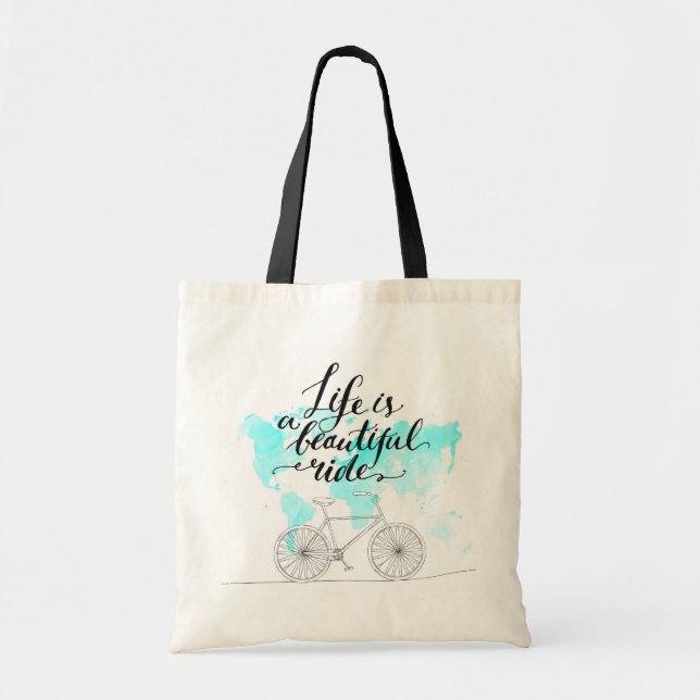 Life Is A Beautiful Ride Blue Tote Bag (Front)