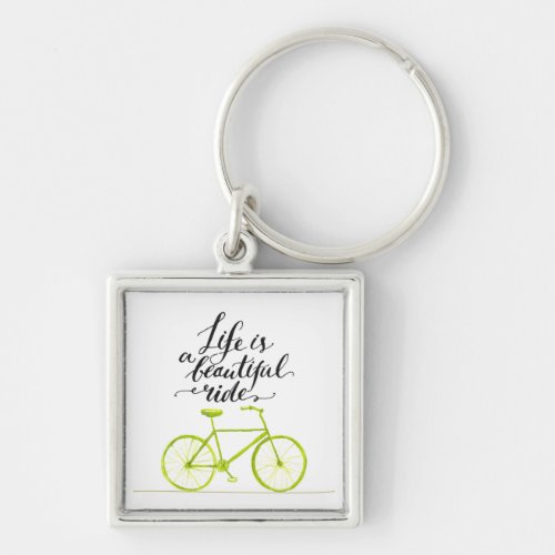 Life Is A Beautiful Ride Lime Green Keychain