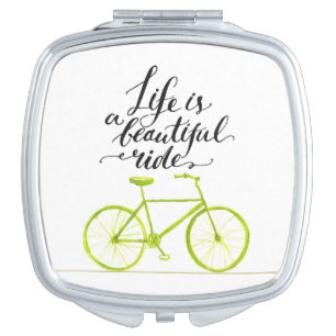 Life Is A Beautiful Ride Lime Green Mirror For Makeup