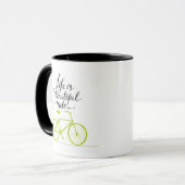 Life Is A Beautiful Ride Lime Green Mug (Front Left)