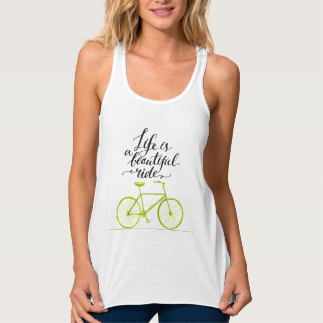 Life Is A Beautiful Ride Lime Green Tank Top (Front)