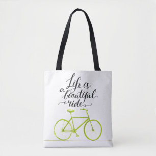 Life Is A Beautiful Ride Lime Green Tote Bag