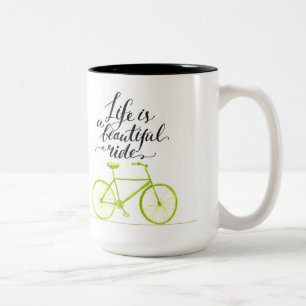 Life Is A Beautiful Ride Lime Green Two-Tone Coffee Mug