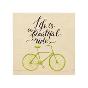 Life Is A Beautiful Ride Lime Green Wood Wall Art