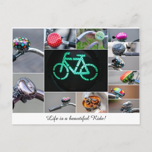 Life is a beautiful ride on a bicycle postcard