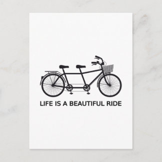 Life is a beautiful ride, tandem bicycle postcard