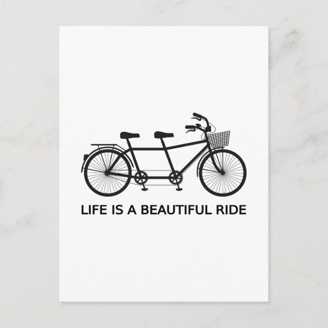 Life is a beautiful ride, tandem bicycle postcard (Front)
