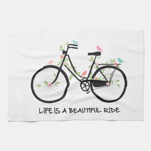 Life is a beautiful ride vintage bicycle kitchen towel