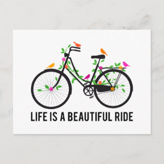 Life is a beautiful ride, vintage bicycle postcard