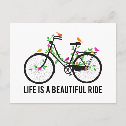 Life is a beautiful ride vintage bicycle postcard