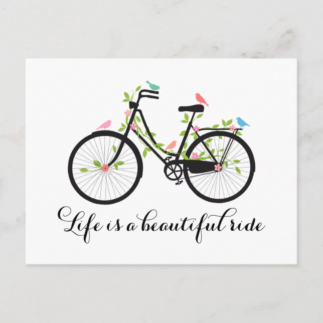 Life is a beautiful ride, vintage bicycle postcard Zazzle