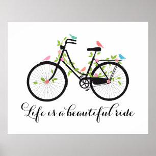 Life is a beautiful ride, vintage bicycle poster