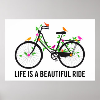Life is a beautiful ride, vintage bicycle poster