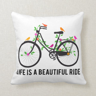 Life is a beautiful ride, vintage bicycle throw pillow