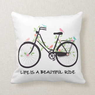 Life is a beautiful ride, vintage bicycle throw pillow