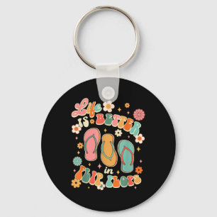 Life Is A Better In Flip Flops Hello Summer Beach Keychain