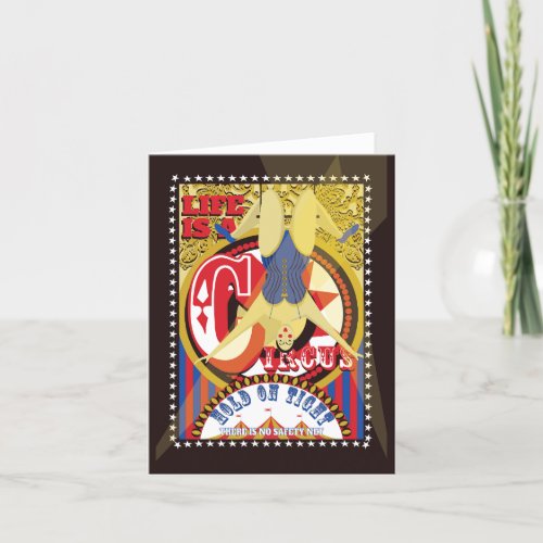 Life is a Circus trapeze artist under the big top Holiday Card
