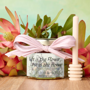 Life is a Flower - Blue & Peach Honey Jar Favors