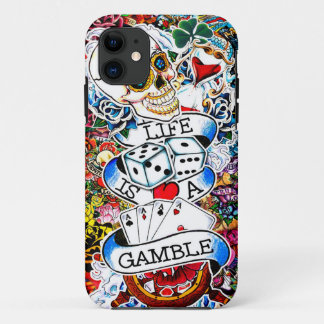 LIFE IS A GAMBLE TATTOO ART iPhone 11 CASE