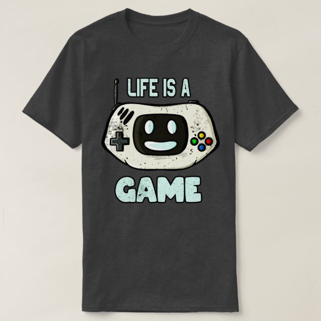 Life Is A Game toon Gaming Console Face T-Shirt (Design Front)