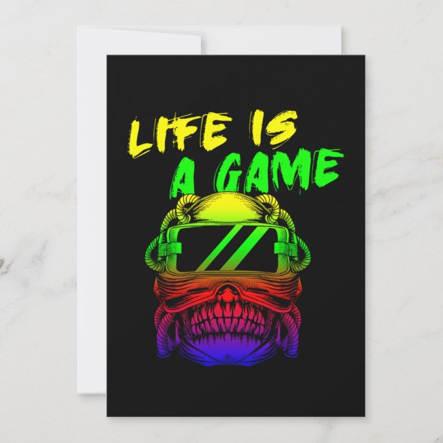 Life Is A Game VR Gamer Gaming Virtual Reality Gif Invitation (Front)