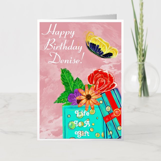 Life Is A Gift Happy Birthday Foil Greeting Card (Front)
