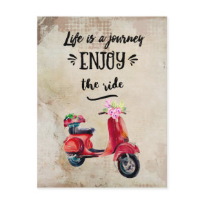 Life Is A Journey Inspirational With Scooter Postcard