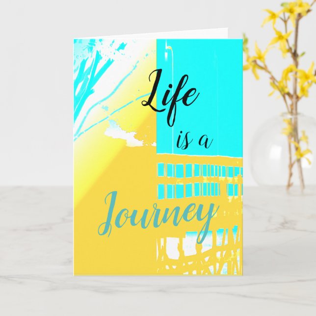 "Life is a Journey/Journey Into Life" Aqua, Yellow Card (Yellow Flower)