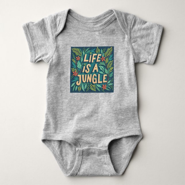 "Life is a jungle" nature quote funny pun Baby Bodysuit (Front)