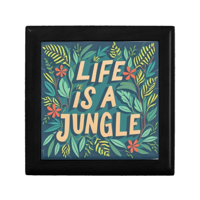 "Life is a jungle" nature quote funny pun Gift Box (Front)