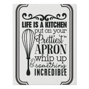 Life is a kitchen word art fun wall decor faux canvas print
