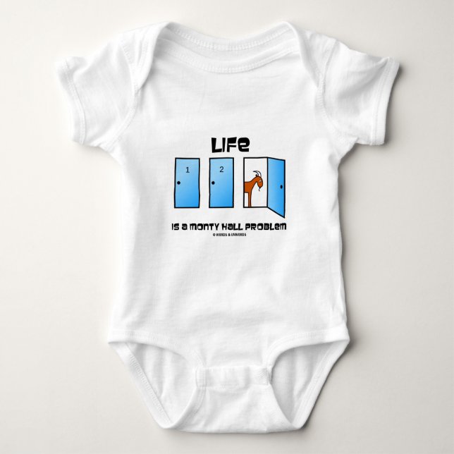 Life Is A Monty Hall Problem (Three Doors) Baby Bodysuit (Front)