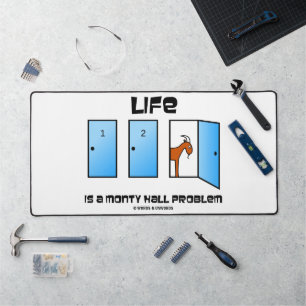 Life Is A Monty Hall Problem Three Doors Humor Desk Mat