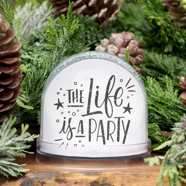 “Life Is a Party” Inspirational Quote – Motivation Snow Globe (Winter)