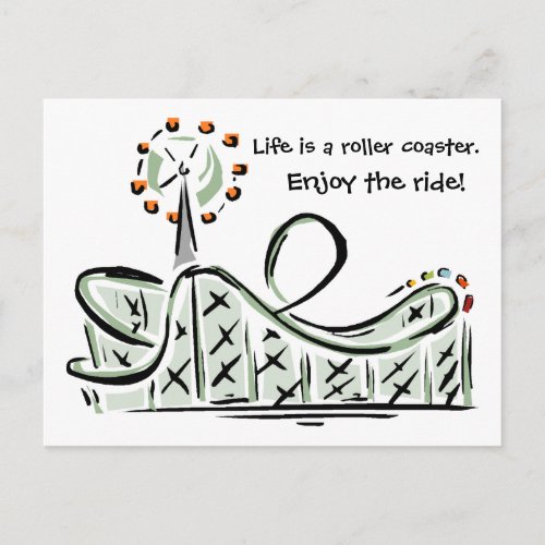 Life Is A Roller Coaster Enjoy the Ride Postcard