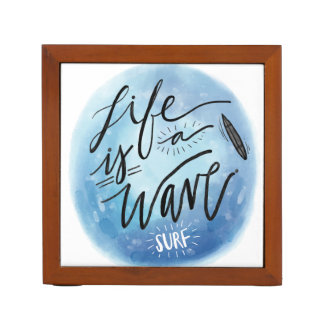 Life is a wave Surf board watercolor typography Pencil Holder