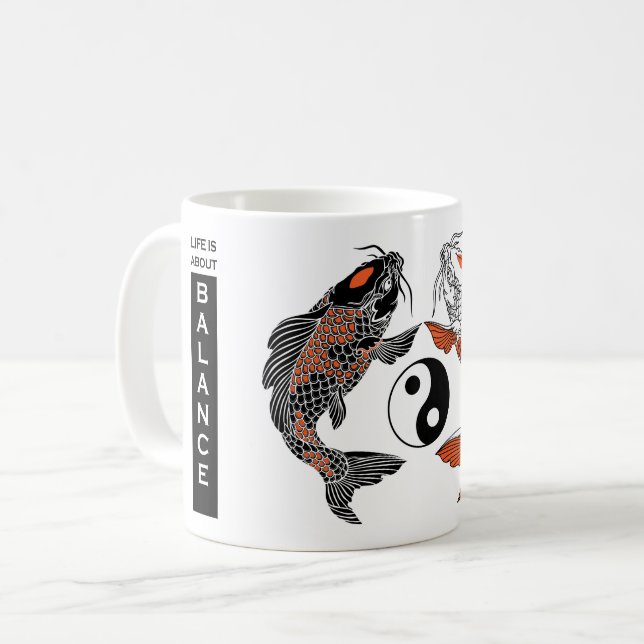 Life is about balance. Two koi and yin yang symbol Coffee Mug (Front Left)