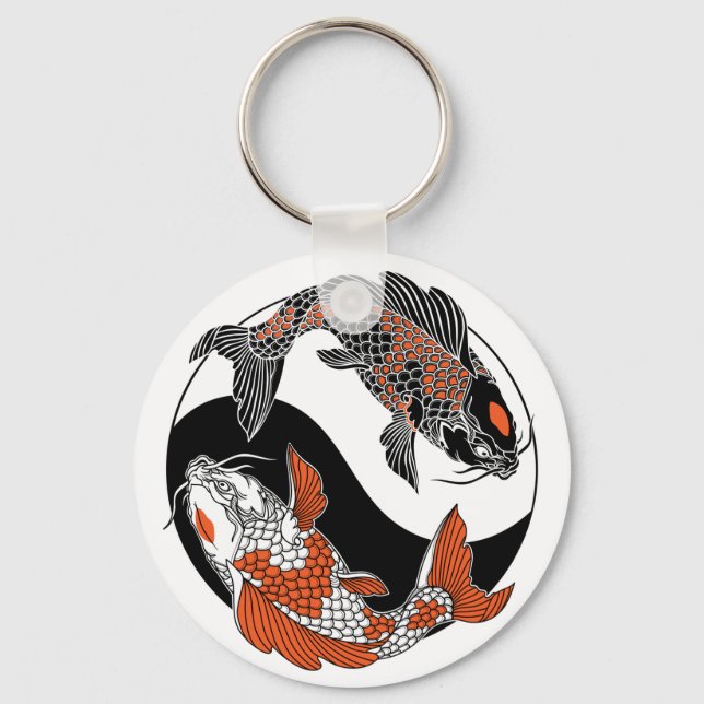 Life is about balance. Two koi and yin yang symbol Keychain (Front)