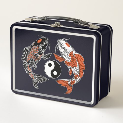 Life is about balance Two koi and yin yang symbol Metal Lunch Box